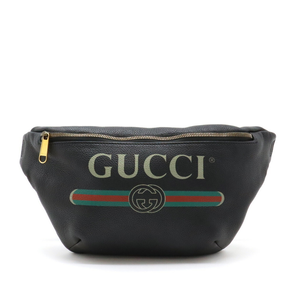 Gucci Gucci Print Belt Bag Body Bag Waist Pouch Leather Black